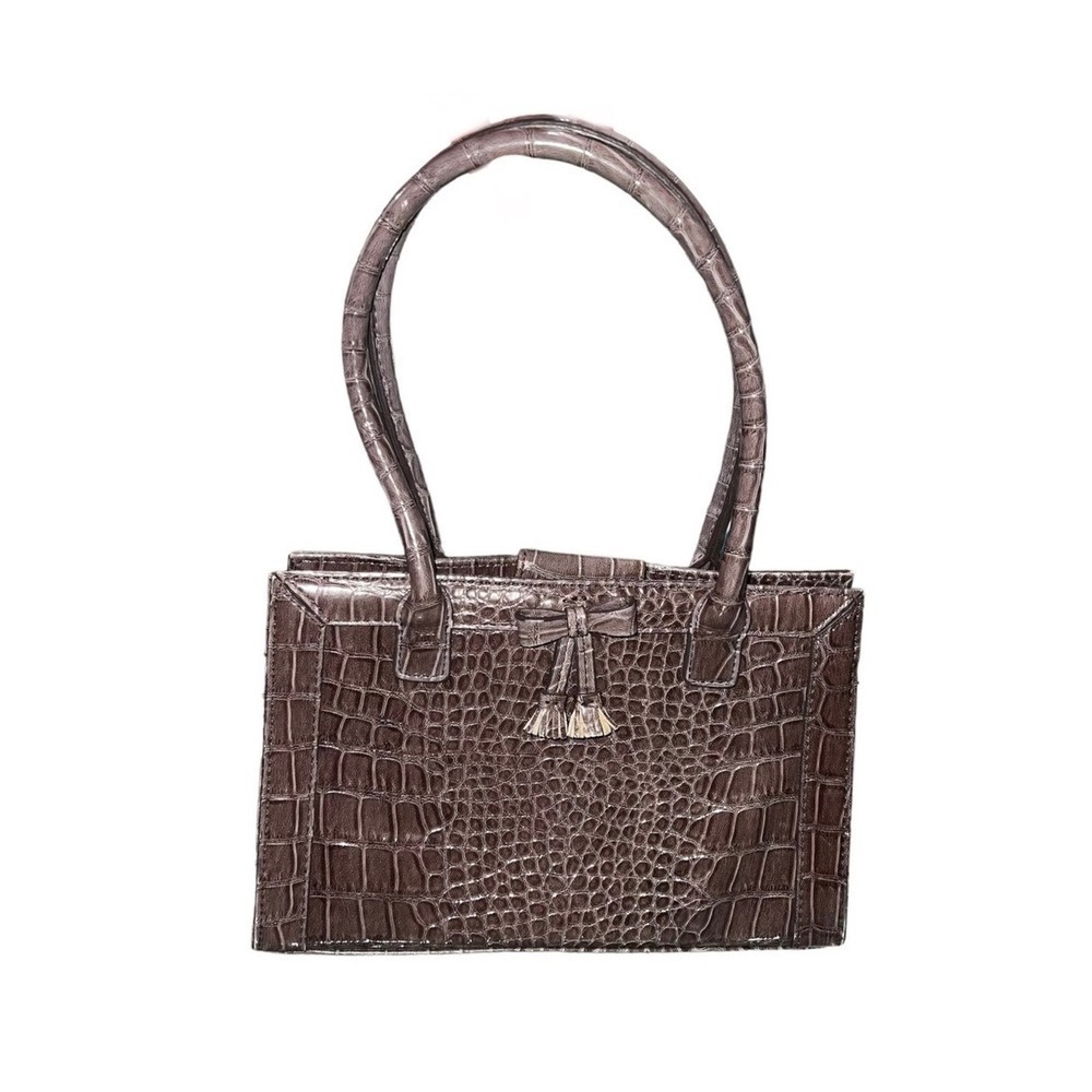 4/$40 Liz Claiborne Purple‎ Faux Leather Crock Embossed Mini Hand Bag